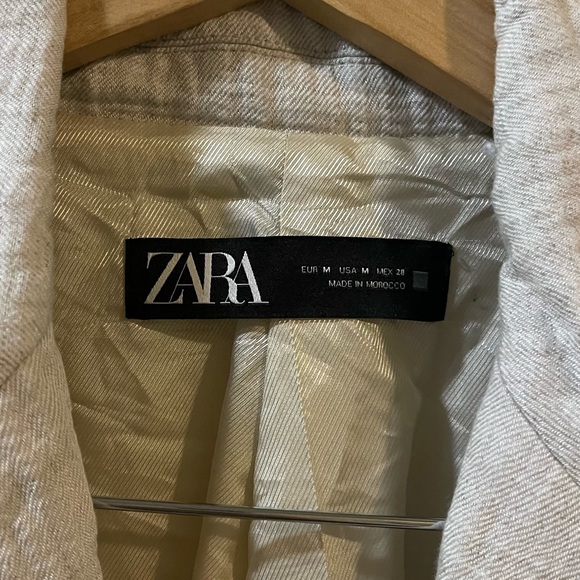 Zara | Linen Blend Neutral Contemporary Lagenlook Long Coat Size: Medium - Picture 3 of 5